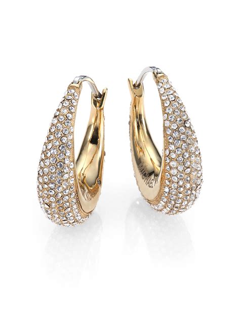 michael kors brilliance hoop earrings|Michael Kors large hoop earrings.